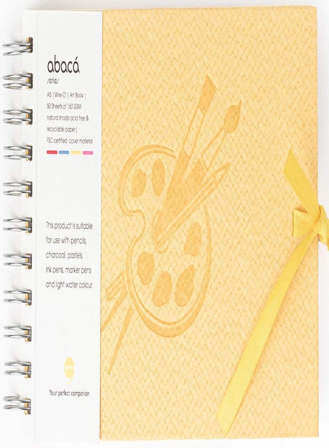 كوما كراسة رسم COMMA Abaca - كراسة رسم ذات غلاف سلكي مع إغلاق بشريط - مقاس A5 - 50 ورقة - ورق ناعم الحبيبات 160 جرامًا للمتر المربع، مقاوم للشيخوخة، خالٍ من الأحماض، بجودة أرشيفية - ثقوب دقيقة لسهولة التمزيق - (أصفر) - Image 1